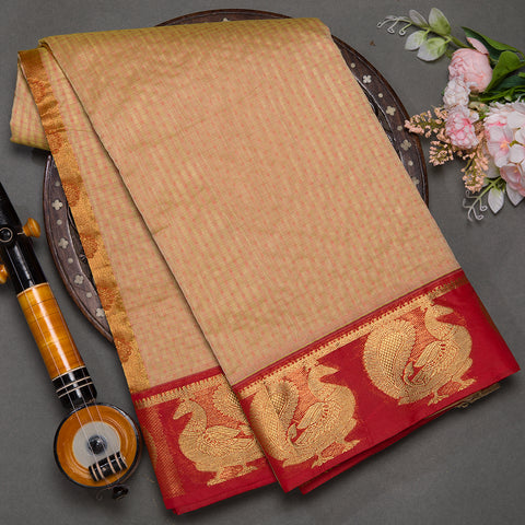 Beige  Cotton Silk Saree