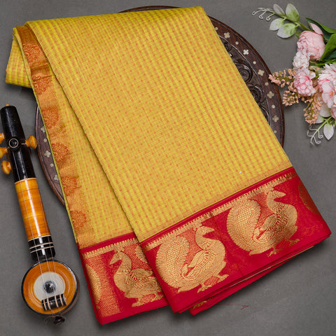 Lemon Yellow  Cotton Silk Saree