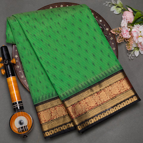 Green  Cotton Silk Saree