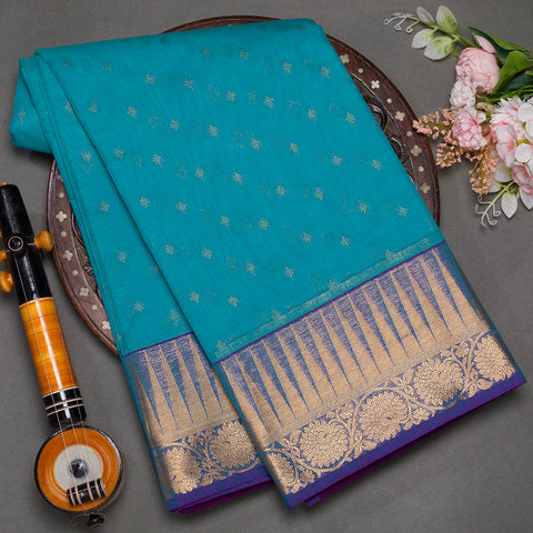 Ananda Blue  Cotton Silk Saree