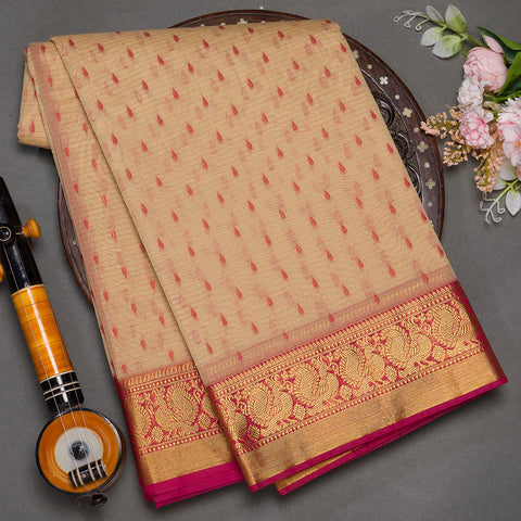 Beige  Cotton Silk Saree