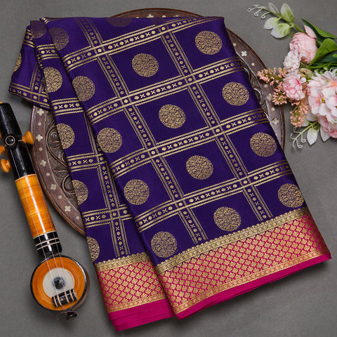 Royal Blue Mysore Crepe Silk Saree