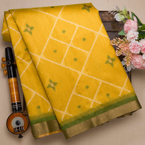 Light Yellow Semi Tussar Silk Saree