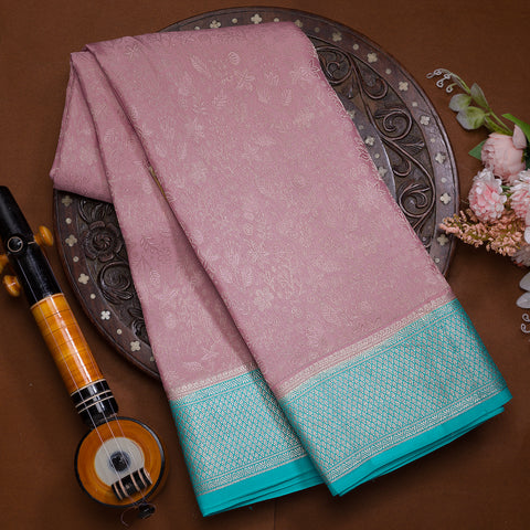 Light Lavender Mysore Crepe Brocade Silk Saree