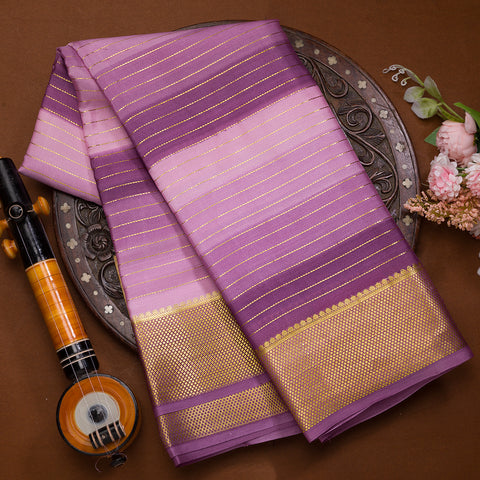 Light Lavender And Dark Lavender Mysore Crepe Silk Saree