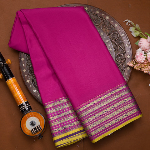 Magente Pink Mysore Crepe Silk Saree