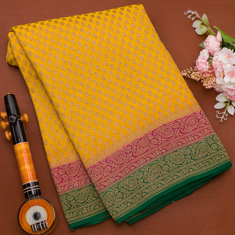 Yellow Banarasi Georgette Silk Saree