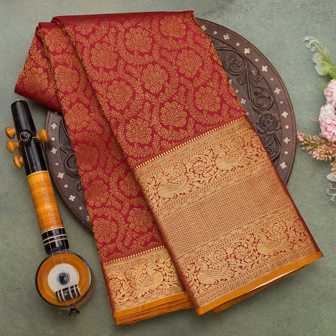 Red Kanjivaram Brocade Silk Saree