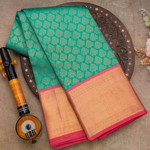 Rama Green Kanjivaram Brocade Silk Saree