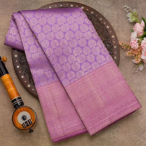 Lavender Kanjivaram Brocade Silk Saree