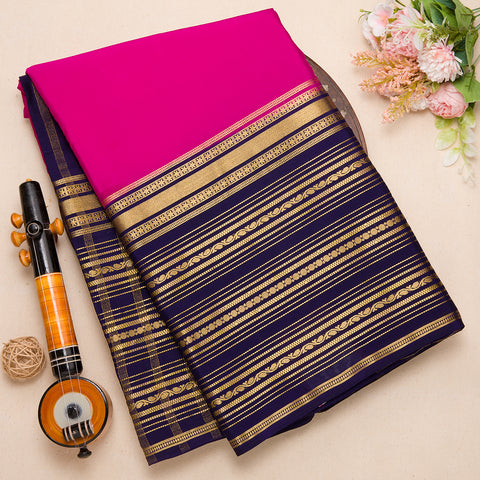 Magenta Pink Semi Crepe Silk Saree