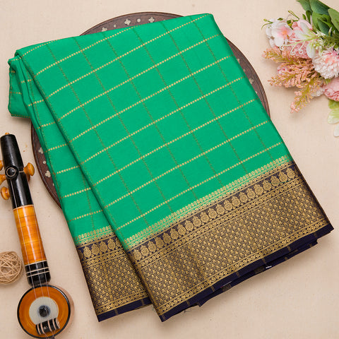 Rama Green Semi Crepe Silk Saree