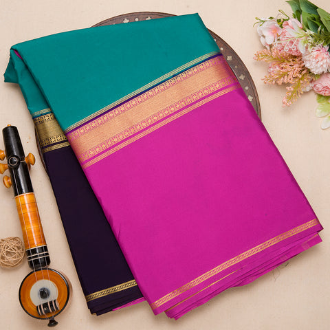 Peacock Blue Semi Crepe Silk Saree