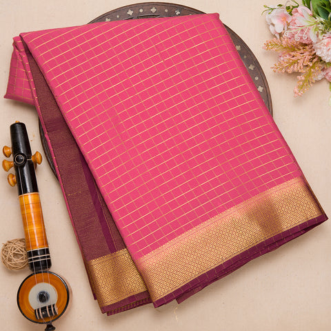 Magenta Pink Semi Crepe Silk Saree