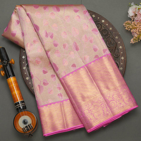 Lotus Pink Tissue Silk Saree