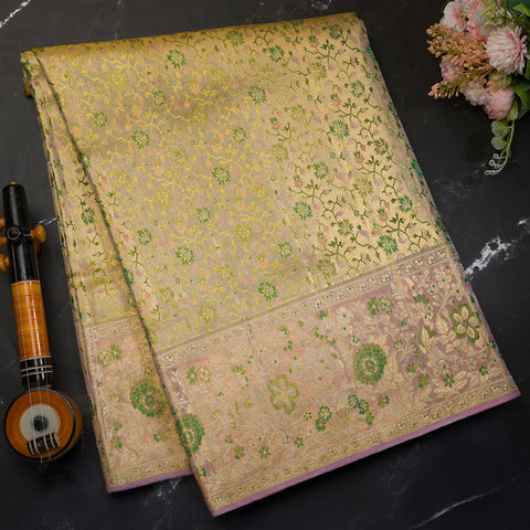 Golden Green Kanjeevaram Tissue Silk Saree