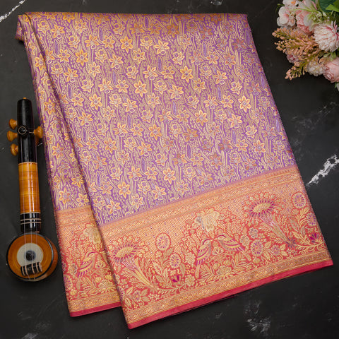 Dark Lavendar Kanjeevaram Tissue Silk Saree