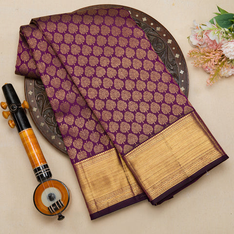 Dark Purple Kanjeevaram Brocade Silk Saree