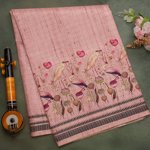 Onion Pink Semi Tussar Silk Saree