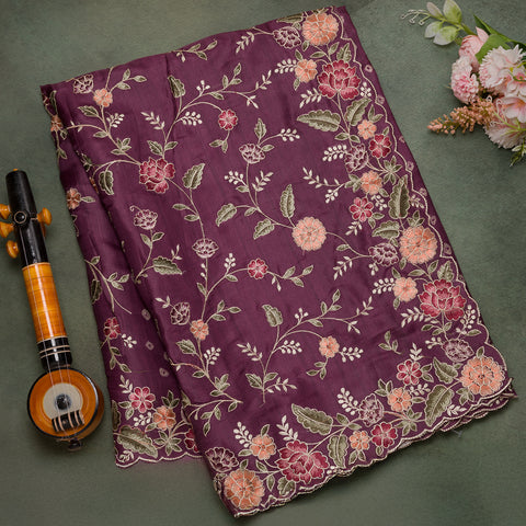 Purple Semi Tussar Silk Saree