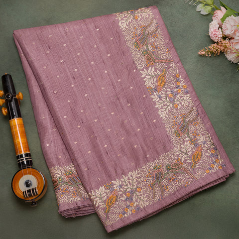 Dark Onion Semi Tussar Silk Saree