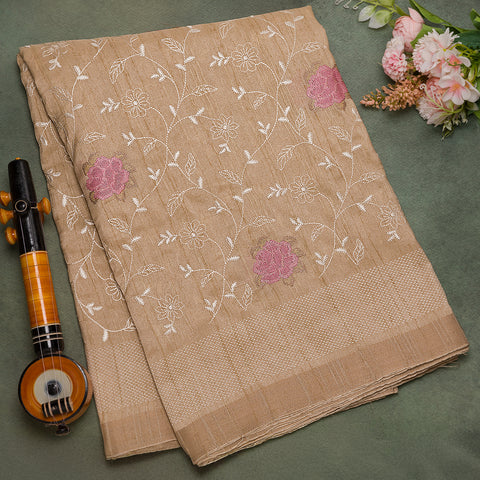 Beige Semi Tussar Silk Saree