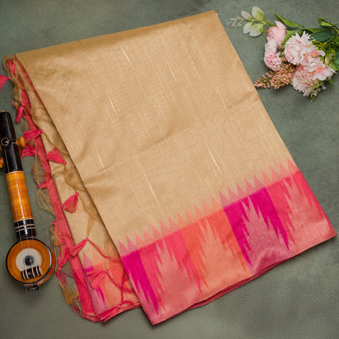 Beige Semi Tussar Silk Saree