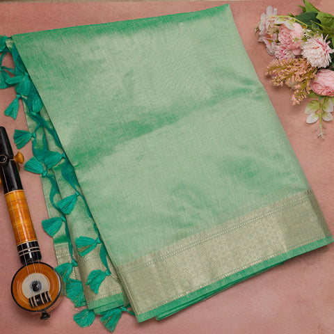 Sea Green Semi Tussar Silk Saree