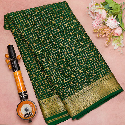 Bottle Green Mysore Crape Silk Saree