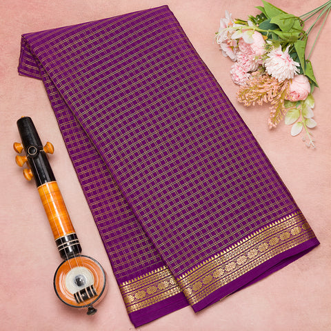 Purple Mysore Crape Silk Saree