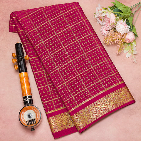 Majenta Pink Mysore Crape Silk Saree