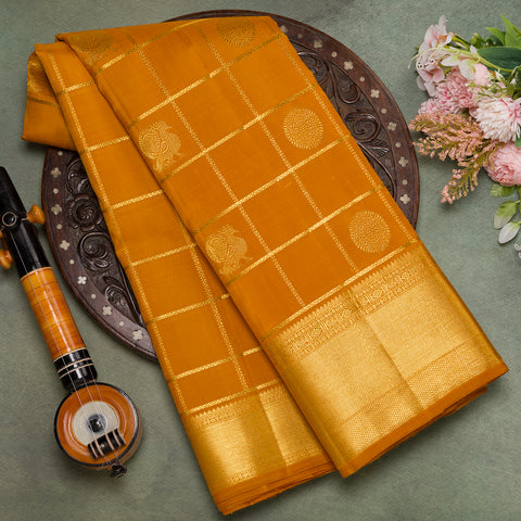 Mustard Yellow Kanjeevaram Silk Saree