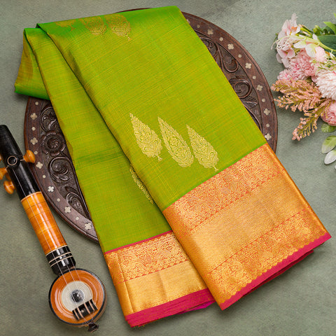 Parrot Green Kanjeevaram Silk Saree