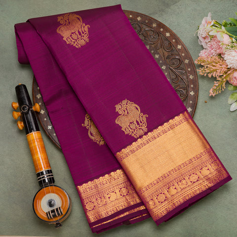 Dark Majenta Kanjeevaram Silk Saree