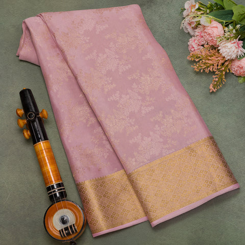 Baby Pink Mysore Crape Silk Saree