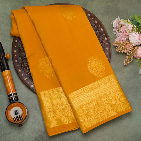 Mustard Yellow Kanjeevaram Silk Saree