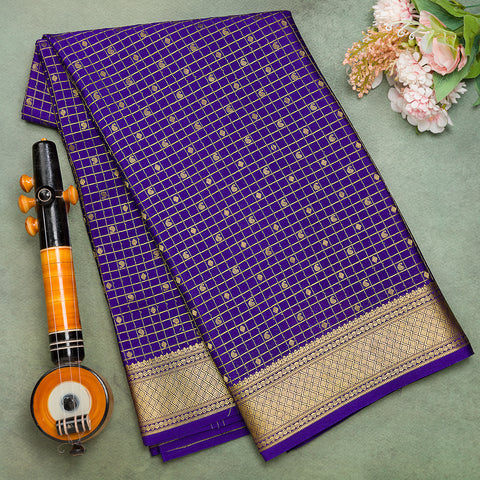 Royal Blue Pure Mysore Crape Silk Saree