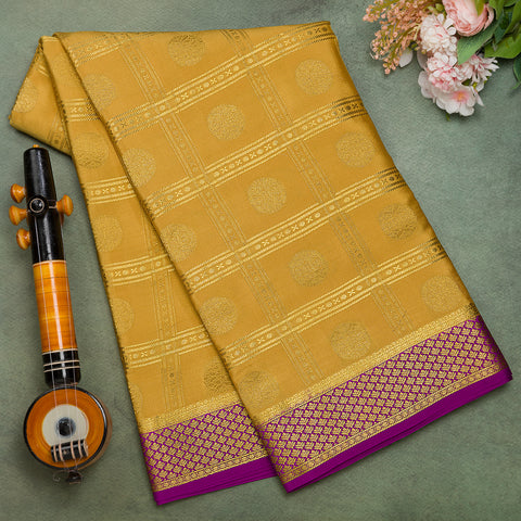 Mustard Pure Mysore Crape Silk Saree