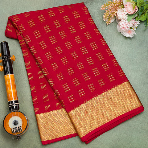 Chilli Red Pure Mysore Crape Silk Saree