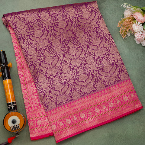 Purple Pure Banaras Brocade Silk Saree