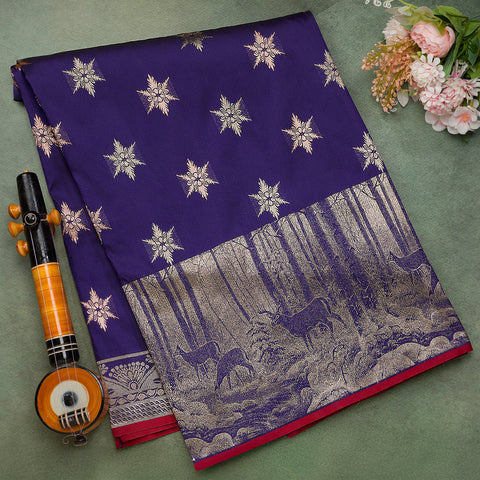 Navy Blue Banarasi Silk Saree