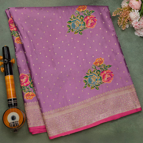 Lavender Pure Banaras Silk Saree