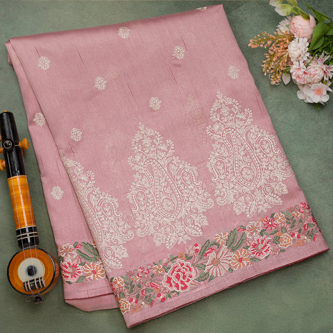 Lavender Tussar Silk Saree