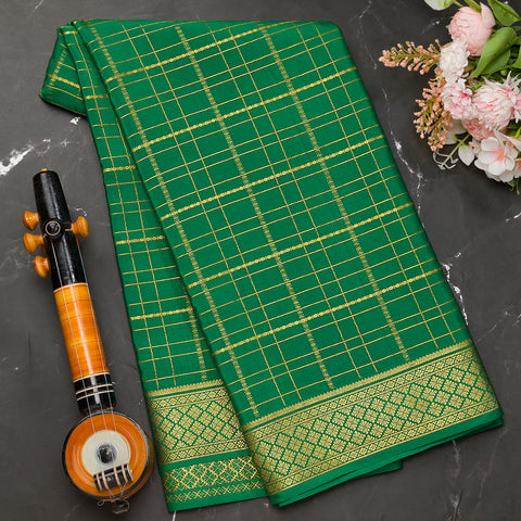 Rama Green Pure Mysore Crape Silk Saree