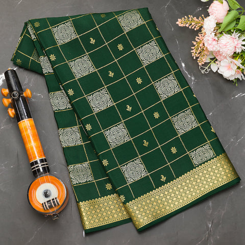 Bottle Green Pure Mysore Crape Silk Saree