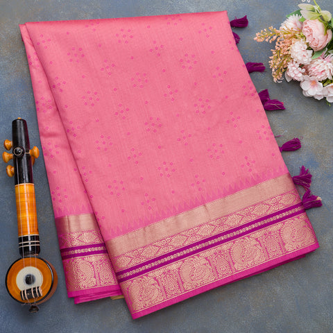 Pink Semi Raw Silk Saree