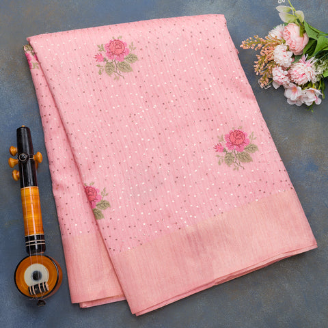 Light Pink Semi Raw Silk Saree