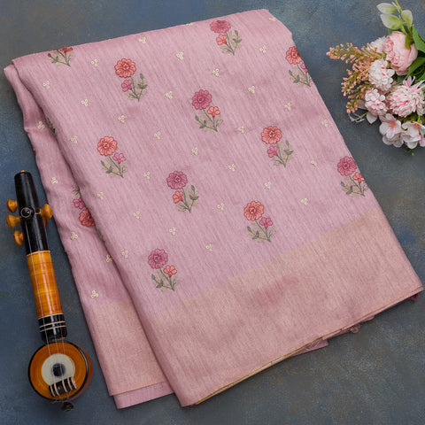 Light Lavendar Semi Raw Silk Saree