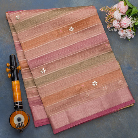 Onion Pink Organza Tissue Saree