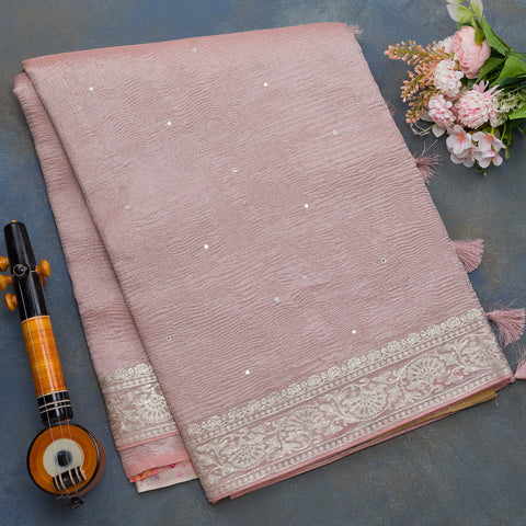 Baby Pink Tissue Organza Saree